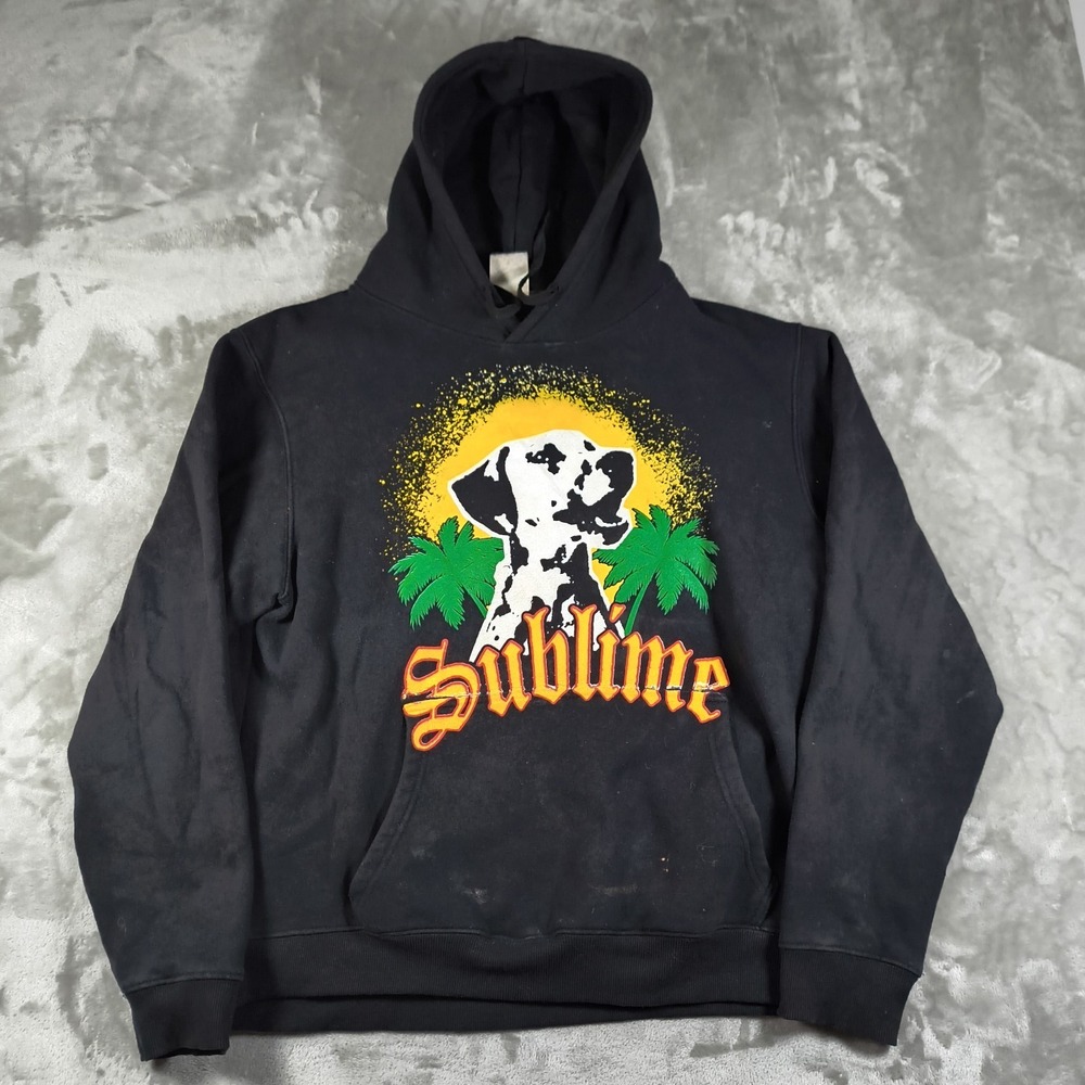 Vintage Sublime Hoodie Men Large Black Lou Dog Music Band Merch Concert Y2K Ska